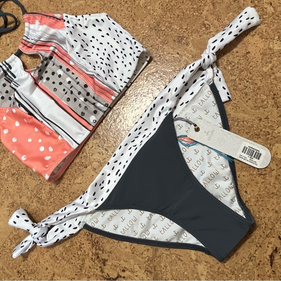 Tallow Polyphonic Halter Bikini Top & Bottom Set in Polka Mix NWT Sz 6 - Picture 7 of 16